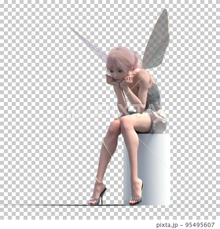 Cute fairy perming 3DCG illustration material 95495607