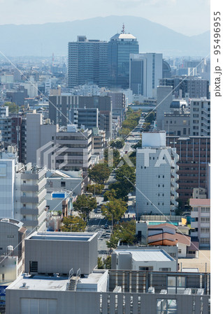 高層ビルから見た大阪堺の街並みの風景 95496955