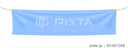 Baby blue fabric banner with folds and shadow Baby blue fabric banner with folds and shadow 95497268