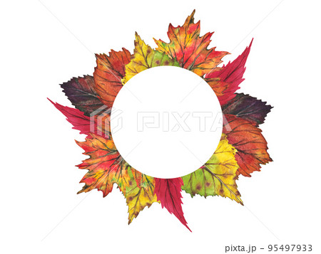 Set of colorful autumn leaves. Watercolor illustration. 95497933