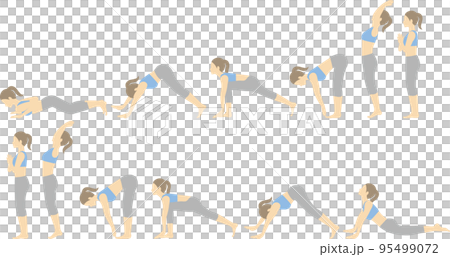 yoga pose set color 95499072