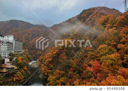 福島県会津地方 芦ノ牧温泉の紅葉の風景 福島県会津地方 芦ノ牧温泉の紅葉の風景 95499308