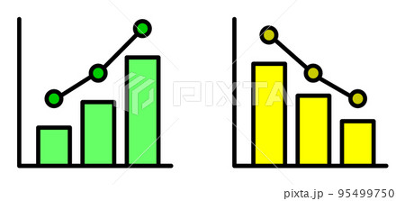 増減のデータを棒グラフで表示するイラスト 95499750