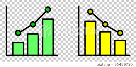 増減のデータを棒グラフで表示するイラスト 95499750
