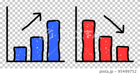 在條形圖中顯示增加和減少數據的插圖 95499752