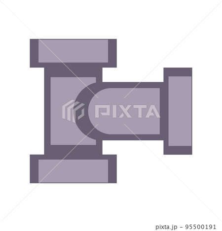 Metal pipe. Icon for pipeline and water tube construction. Industrial pipe for water or gas. Factory element connection equipment with flange. Part canalization vector illustration 95500191