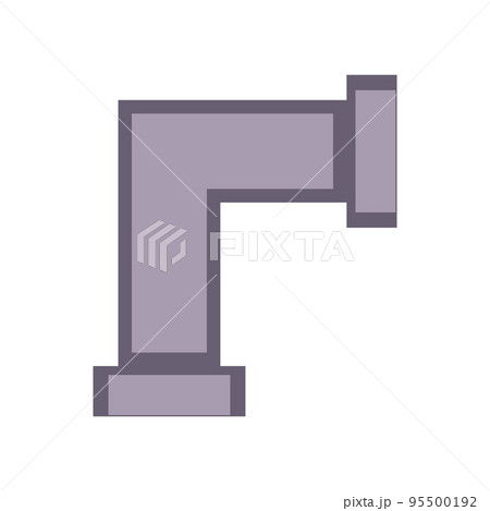 Metal pipe. Icon for pipeline and water tube construction. Industrial pipe for water or gas. Factory element connection equipment with flange. Part canalization vector illustration 95500192