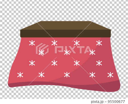 Kotatsu in winter. Kotatsu. Red kotatsu. An illustration 95500677