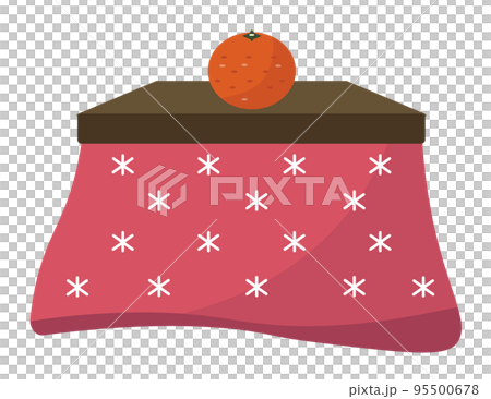 橘子和冬季被爐。小辰。紅色被爐。插圖 橘子和冬季被爐。小辰。紅色被爐。插圖 95500678