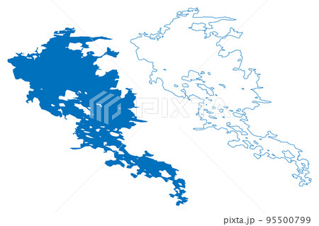 Lake Topozero (Russia, Russian Federation, Republic of Karelia) map vector illustration, scribble sketch Topozero map 95500799