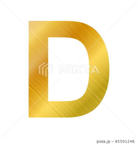 English alphabet, gold texture letter D on white background - Vector 95501246