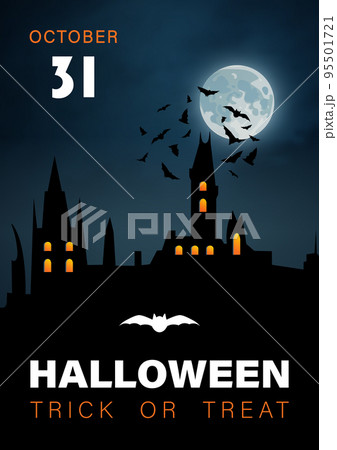 Halloween vertical background with haunted house and full moon. Halloween vertical background with haunted house and full moon. 95501721