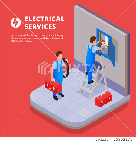 Electrical Services Isometric Background Electrical Services Isometric Background 95502176