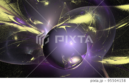 fantasy space illustration of a purple planet in deep space, wallpaper, design 95504158