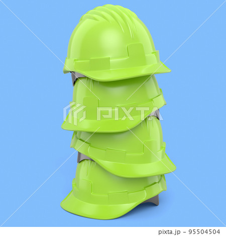 Stack of safety helmets or hard caps for carpentry work on blue background Stack of safety helmets or hard caps for carpentry work on blue background 95504504