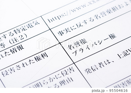 名誉権・プライバシー権の侵害による発信者情報開示請求イメージ 95504616