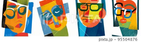 Series of abstract human faces, cubist art style Series of abstract human faces, cubist art style 95504876