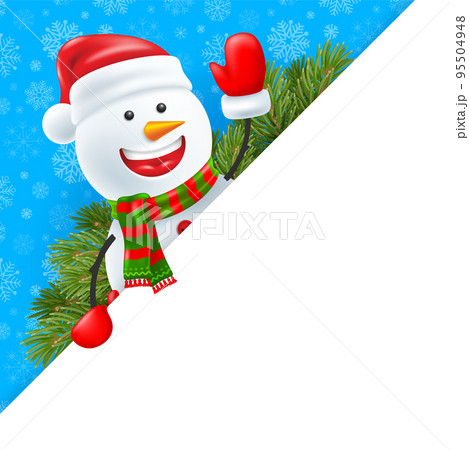 Christmas And New Year Template With Snowman 95504948