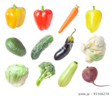 Set of ripe vegetables on a white background Set of ripe vegetables on a white background 95506276