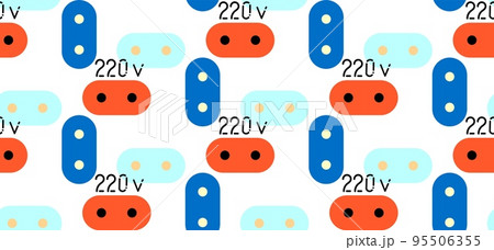 Seamless pattern. High Voltage Sign. 220 volt. Danger symbol. Flat vector stock illustration. 220V. Seamless pattern. Seamless pattern. High Voltage Sign. 220 volt. Danger symbol. Flat vector stock illustration. 220V. Seamless pattern. 95506355