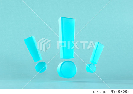 blue 3D exclamation marks levitating 95508005