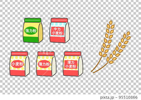 強力麵粉、小麥麵粉、中麵粉和小麥插圖集 強力麵粉、小麥麵粉、中麵粉和小麥插圖集 95510866