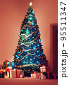 Many presents around the Christmas tree 3D illustration 95511347