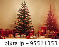 Many presents around the Christmas tree 3D illustration 95511353