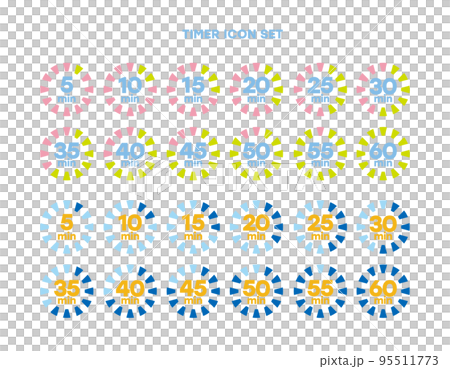 シンプルなタイマーのアイコン 時計の表示イラスト　時間計測 95511773