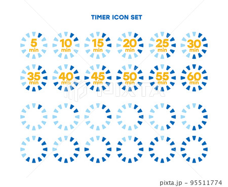 シンプルなタイマーのアイコン 時計の表示イラスト　時間計測 95511774