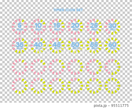 シンプルなタイマーのアイコン 時計の表示イラスト　時間計測 95511775