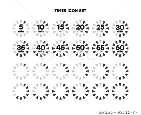 シンプルなタイマーのアイコン 時計の表示イラスト 時間計測 シンプルなタイマーのアイコン 時計の表示イラスト 時間計測 95511777