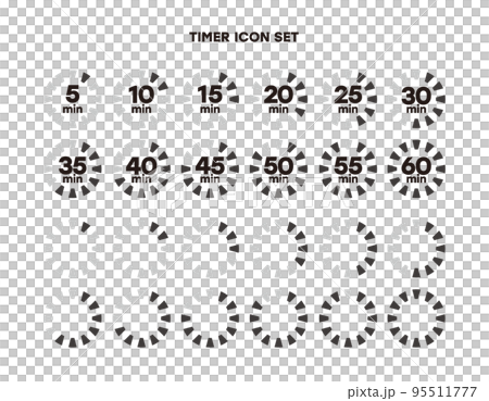 シンプルなタイマーのアイコン 時計の表示イラスト 時間計測 シンプルなタイマーのアイコン 時計の表示イラスト 時間計測 95511777