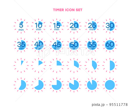 シンプルなタイマーのアイコン 時計の表示イラスト 時間計測 シンプルなタイマーのアイコン 時計の表示イラスト 時間計測 95511778
