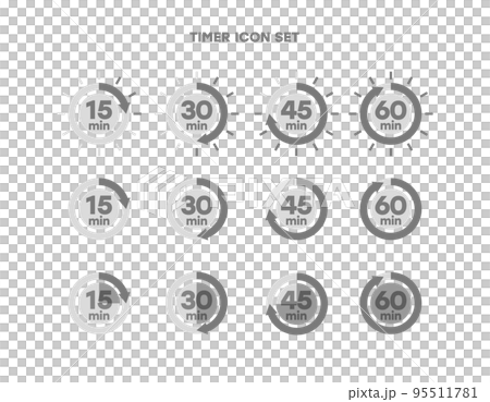 シンプルなタイマーのアイコン 時計の表示イラスト 時間計測 シンプルなタイマーのアイコン 時計の表示イラスト 時間計測 95511781