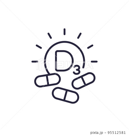 d3 vitamin pills line icon, vector 95512581