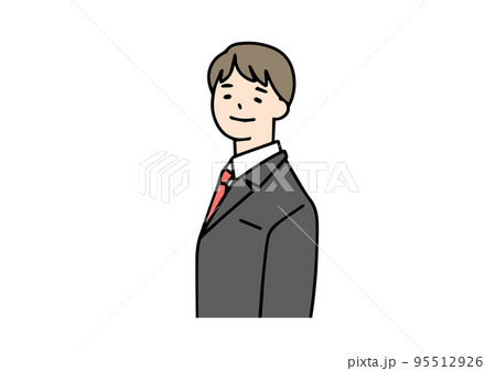 スーツを着た男性が振り返るイラスト シンプルな線の人物イラストのイラスト素材