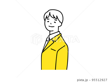 スーツを着た男性が振り返るイラスト シンプルな線の人物イラストのイラスト素材