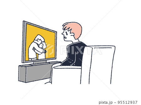 テレビドラマを見ながら涙を流す男性 涙を流すさまざまな場面 テレビドラマを見ながら涙を流す男性 涙を流すさまざまな場面 95512937