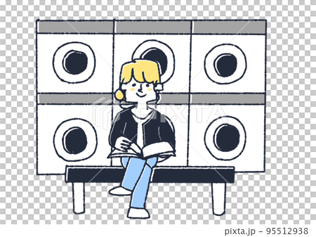 コインランドリーで洗濯をしている女性 95512938