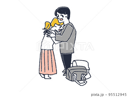 再会して嬉し泣きする男性と女性　涙を流すさまざまな場面 95512945