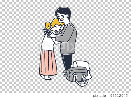 再会して嬉し泣きする男性と女性　涙を流すさまざまな場面 95512945