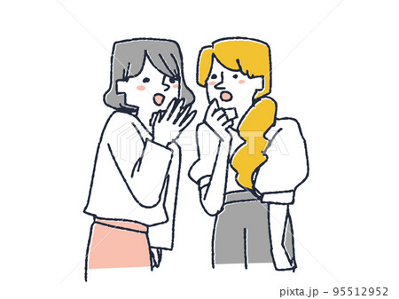 女性二人が固まって噂話をしている様子 95512952