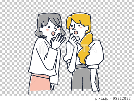 女性二人が固まって噂話をしている様子 95512952