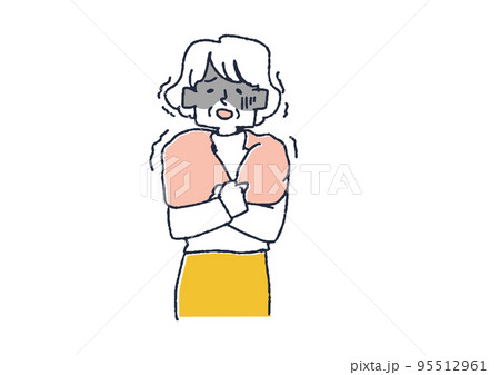 寒気、震えが止まらない高齢女性 95512961