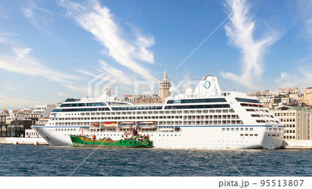 Galataport Istanbul. Galataport Istanbul Mall with a Cruise Ship