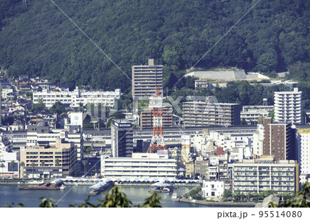 三原の町並み 三原港とJR三原駅 広島県三原市 三原の町並み 三原港とJR三原駅 広島県三原市 95514080