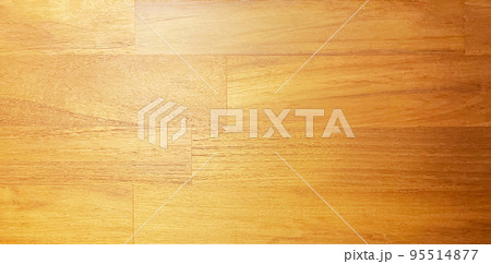 明るい薄茶色の木目のあるチーク材の無垢材の表面の横長の背景画像 95514877