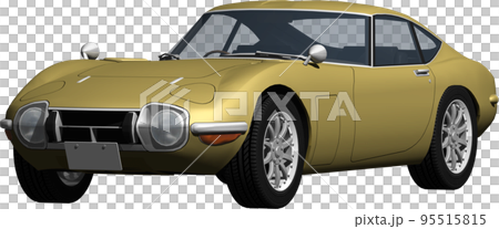 昔懐かしいトヨタ2000GTの自動車画像、背景透明の切抜き画像イラスト 95515815