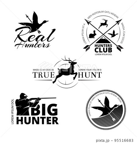 Hunting club vector labels, logos, emblems set Hunting club vector labels, logos, emblems set 95516683